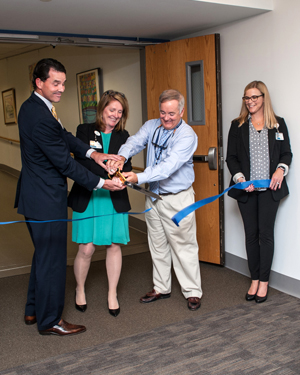 Ribbon cutting at the Outpatient Center (from left): Brian McTear, Donna Phillips, Jack Lynch and Linda Ridpath