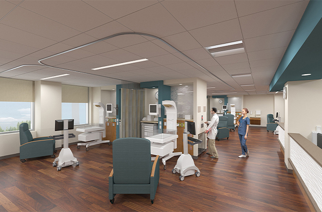 Rendering of NICU at Riddle Hospital