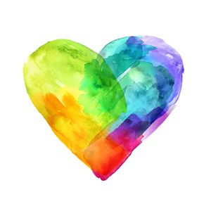 Rainbow watercolor heart