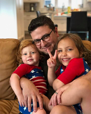 Adam Bodzin with his two daughters