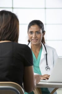 female doctor talking with